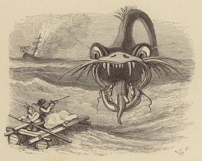 A serpente marinha à frente! (gravura) de Hablot Knight Browne