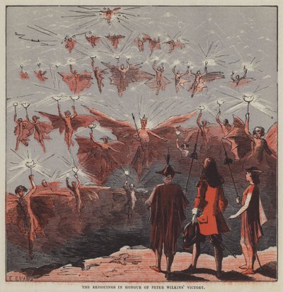 As alegrias em honra da vitória de Peter Wilkins (cor litho) de after Hablot Knight Browne
