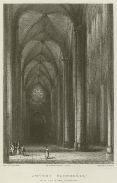 Amiens Cathedral, South Aisle of Nave, olhando para o oeste de Hablot Knight Browne