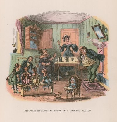 Ilustração para Nicholas Nickleby de Hablot Knight Browne