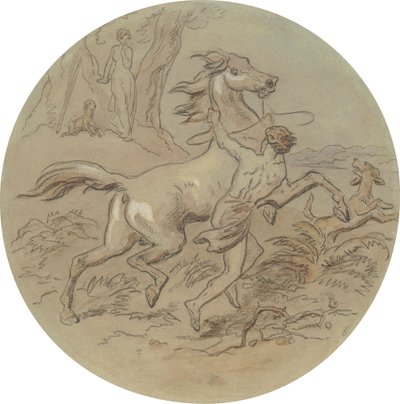 Um dos dezoito desenhos para uma série de placas que ilustram Vénus e Adónis de Hablot Knight Browne