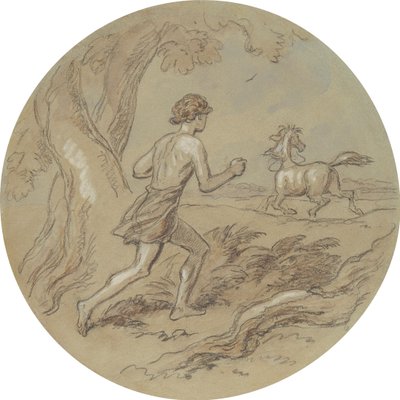 Um dos dezoito desenhos para uma série de placas que ilustram Vénus e Adónis de Hablot Knight Browne