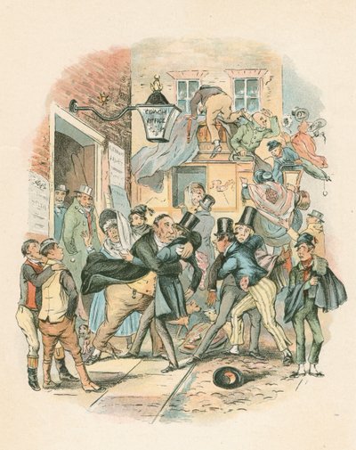 Cena de Nicholas Nickelby por Charles Dickens, 1838-1839 de Hablot Knight Browne