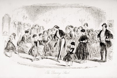 A escola de dança, ilustração de &39;Bleak House&39; por Charles Dickens (1812-1870) publicou 1853 de Hablot Knight Browne