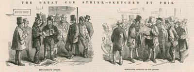 A grande greve do táxi - esboços por Phiz de Hablot Knight Browne
