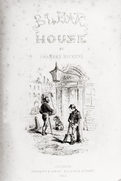 Página de título de &39;Bleak House&39;, de Charles Dickens (1812-70), publicada em 1853 de Hablot Knight Browne