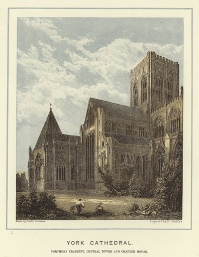 Catedral de York, transepto norte, torre central e casa do capítulo de Hablot Knight Browne