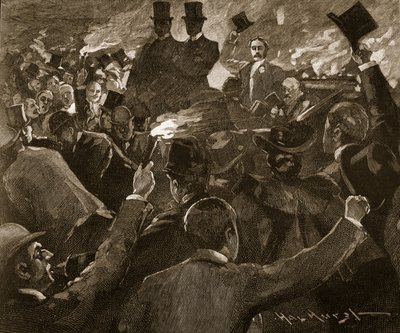 Mr Balfour em Dublin: procissão de tochas, ilustração de 