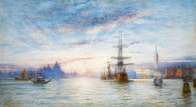 Pôr do sol sobre a lagoa veneziana (wc no papel) de Hale Sanders