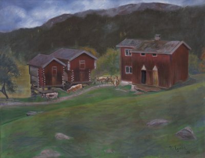 Farmyard em Åse em Telemarken, Noruega de Halfdan Egedius