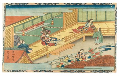 Uma cena de tribunal, c.1830-1839 (xilogravura sobre papel) de Hanabusa Itcho