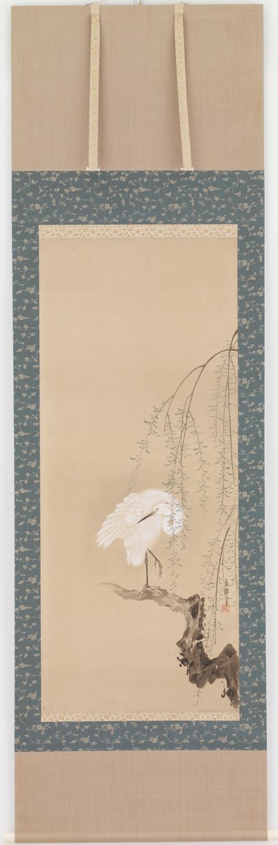 Garça e salgueiro, período Edo, final do século XVII-início do século XVIII. de Hanabusa Itcho