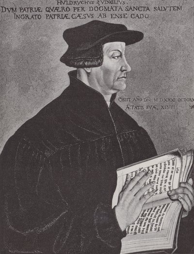 Huldrych Zwingli, líder da Reforma na Suíça (gravura) de Hans (after) Asper