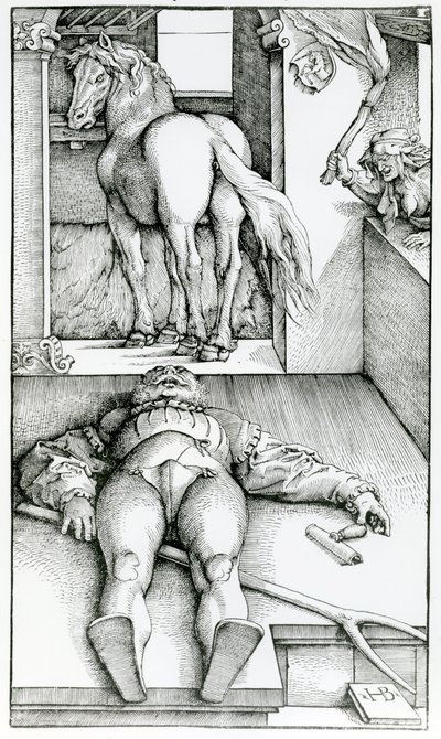 Noivo e Feiticeira Dorminhoco de Hans (after) Baldung Grien