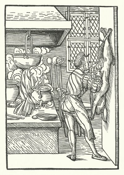 Um cozinheiro que mata uma lebre (gravação) de Hans (after) Burgkmair