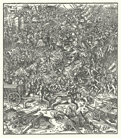 Batalha de Guinegate, França, 7 de Agosto de 1479 (gravura) de Hans (after) Burgkmair