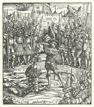 Execução dos líderes de uma revolta contra o domínio do Arquiduque Maximiliano da Áustria na Flandres de Hans (after) Burgkmair