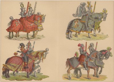 Cavaleiros a cavalo (cor litho) de Hans (after) Burgkmair