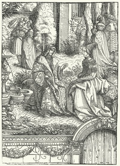 Maximiliano I, Santo Imperador Romano, e sua esposa Maria de Borgonha (gravura) de Hans (after) Burgkmair