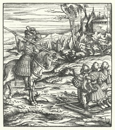 Cena da segunda revolta flamenga contra o domínio dos Habsburgos de Hans (after) Burgkmair