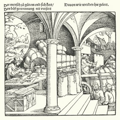 O Mercador Cauteloso (gravura) de Hans (after) Burgkmair