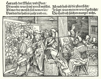 Os Pintores (gravura) de Hans (after) Burgkmair