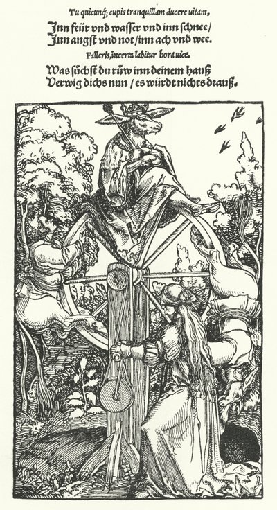 A Roda da Fortuna (gravura) de Hans (after) Burgkmair