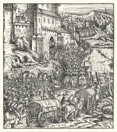 A captura da cidade de Tongeren de Hans (after) Burgkmair