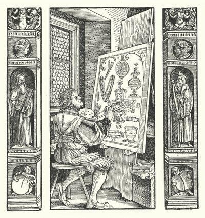 O pintor de jóias (gravura) de Hans (after) Burgkmair