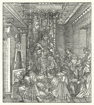 O príncipe com os proclamadores de sua glória (gravura) de Hans (after) Burgkmair
