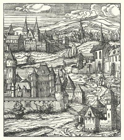 Wiener Neustadt, Áustria, terra natal de Maximiliano I, Santo Imperador Romano (gravura) de Hans (after) Burgkmair