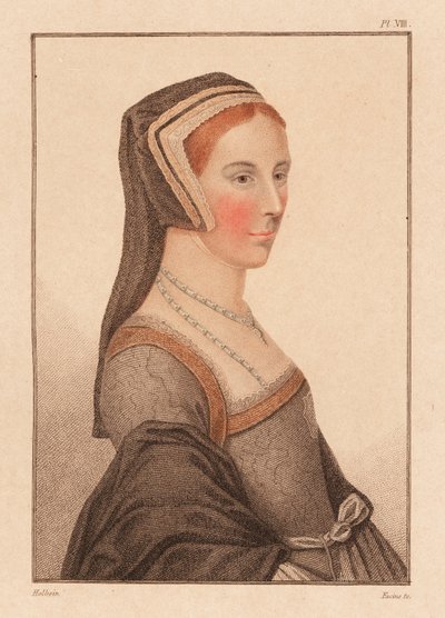 Anne Cresacre, 15 anos, pupila de Sir Thomas More.,1812 (gravura) de Hans (after) Holbein the Younger