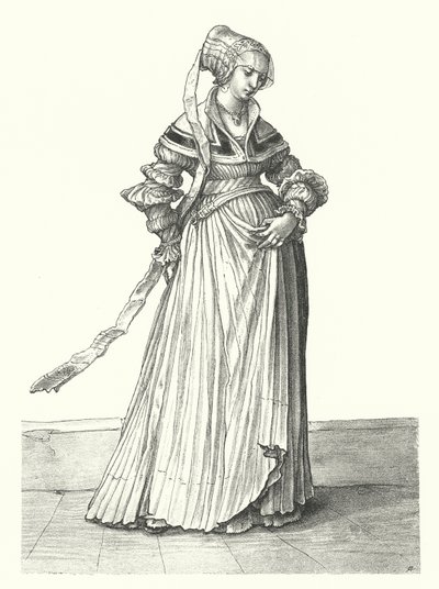 Figurino de uma mulher de Basileia (gravura) de Hans (after) Holbein the Younger