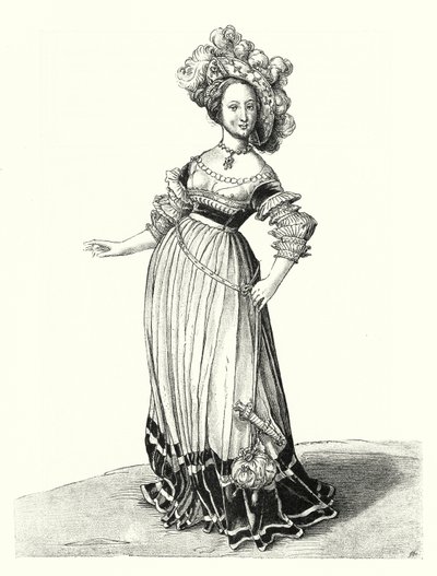 Figurino de uma mulher de Basileia (gravura) de Hans (after) Holbein the Younger