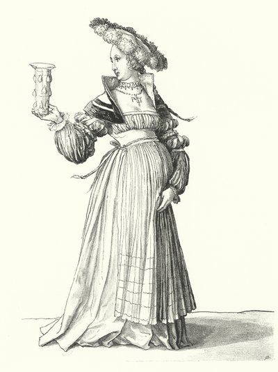 Figurino de uma mulher de Basileia (gravura) de Hans (after) Holbein the Younger
