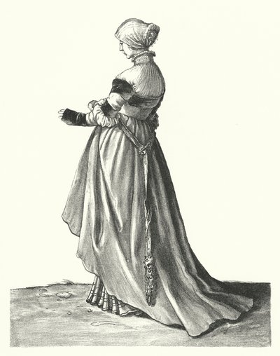 Figurino de uma mulher de Basileia (gravura) de Hans (after) Holbein the Younger