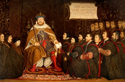Henrique VIII e os cirurgiões-barbeiros, ilustração de "An Cyclopaedia of Costume... de Hans (after) Holbein the Younger