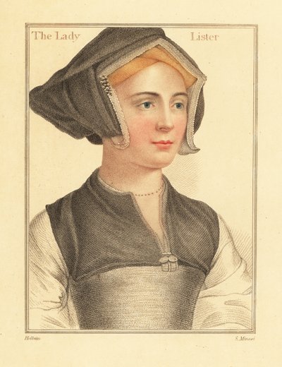 Isabel Shirley, esposa do Presidente do Supremo Tribunal Inglês Sir Richard Lyster,1812 (gravura) de Hans (after) Holbein the Younger