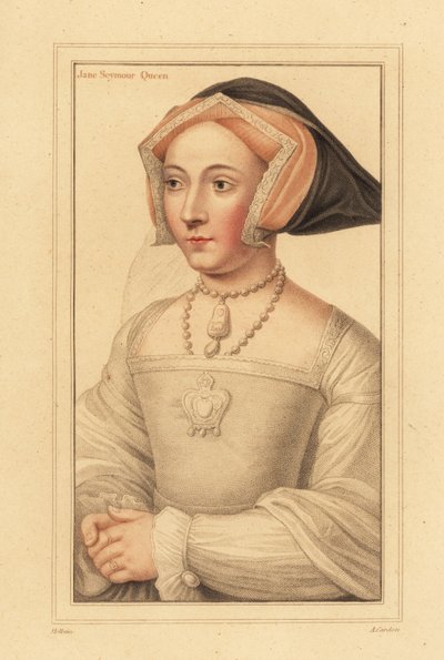 Jane Seymour, Rainha de Inglaterra, terceira esposa do Rei Henrique VIII, ,1812 (gravura) de Hans (after) Holbein the Younger
