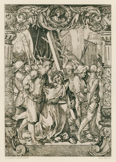 Jesus Cristo, subir ao Calvário (gravura) de Hans (after) Holbein the Younger