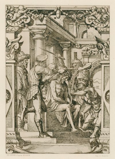 Jesus Cristo, coroado de espinhos (gravura) de Hans (after) Holbein the Younger