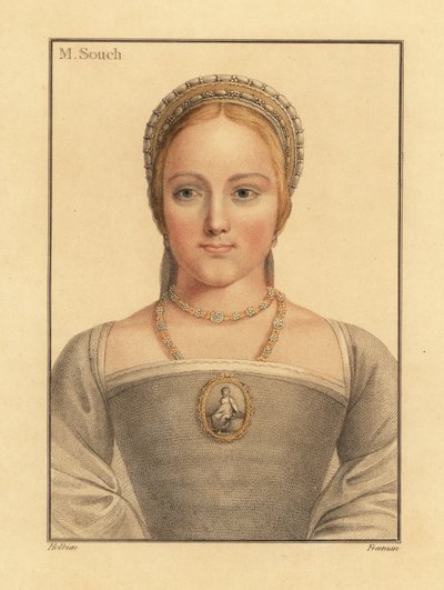 Mary Zouch, senhora à espera de Jane Seymour,1812 (gravura) de Hans (after) Holbein the Younger
