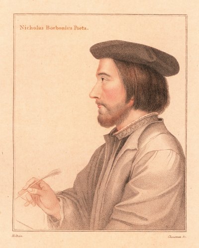 Nicholas Borbonius, poeta latino e tutor.,1812 (gravura) de Hans (after) Holbein the Younger