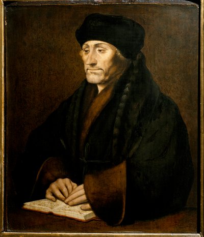 Retrato de Didier Erasme (Erasmus de Roterdão) (1469 - 1536), humanista holandês. Pintura após o original de Holbein Hans o Jovem (1497-1543) Galleria Sabauda Turim ©Luisa Ricciarini/Leemage de Hans (after) Holbein the Younger