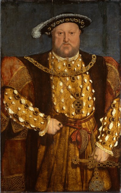 Retrato do Rei Henrique VIII (óleo sobre madeira) de Hans (after) Holbein the Younger