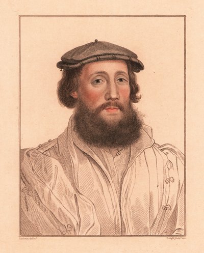 Retrato de um homem desconhecido, corte do rei Henrique VIII, c. 1532.,1812 (gravura) de Hans (after) Holbein the Younger
