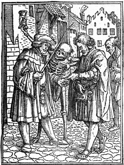 A morte simulada de Hans Holbein, o Jovem (1497-1543): o advogado (gravura) de Hans (after) Holbein the Younger