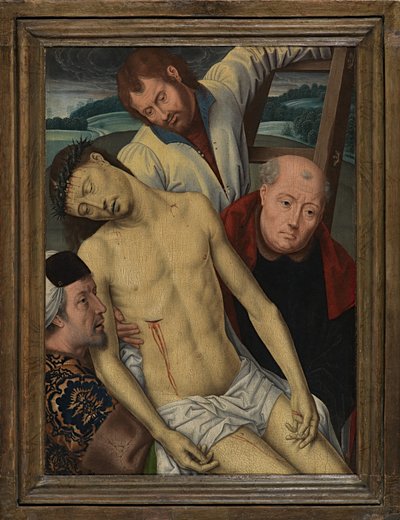 Descida da Cruz, c.1491-1519 (óleo sobre painel) de Hans (after) Memling