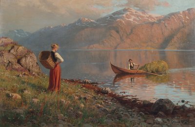 Data até ao fiorde (óleo sobre tela) de Hans Andreas Dahl