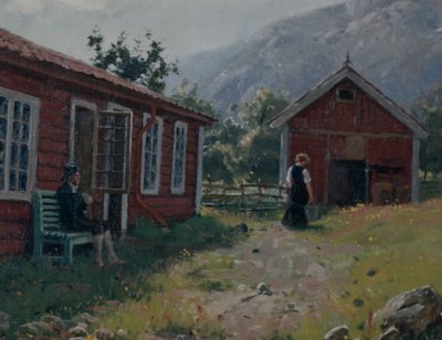 Farmyard, Western Norway (óleo sobre tela) de Hans Andreas Dahl